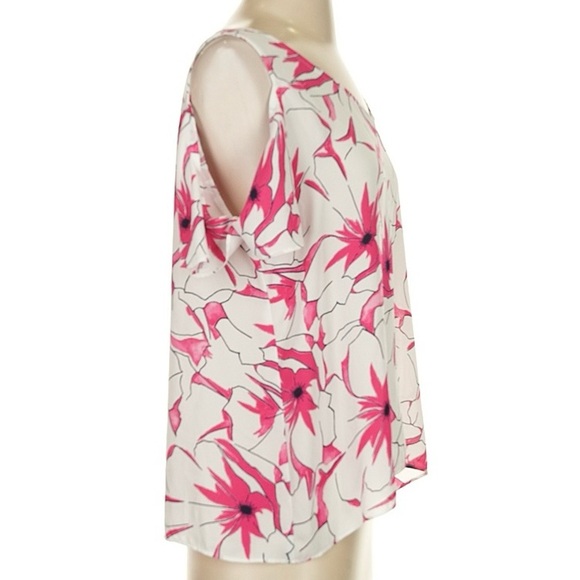 Violet & Claire Pink Floral Cold Shoulder Flutter Blouse - Picture 11 of 14